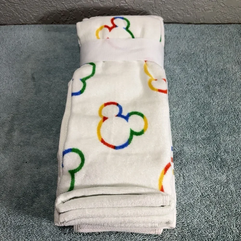 Disney Mickey Mouse Kitchen Towels Set of 2 • Embroidered & Patterned • Cotton •